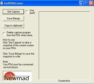 Скриншот программы GetPDAScreen