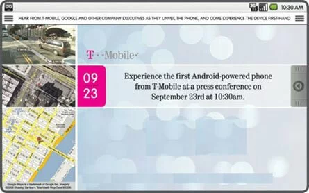Приглашение T-Mobile на презентацию Android HTC Dream