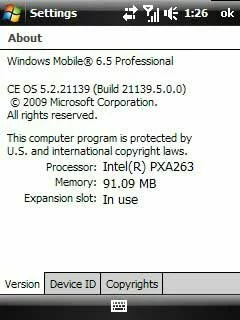 Windows Mobile 6.5 System Info